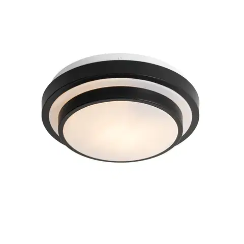 Stropné osvetlenie Moderné stropné svietidlo čierne s bielym 25 cm IP44 - Walden