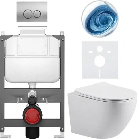 Záchody CERANO - Kompletný WC set Basic/Cesso - biela lesklá - WC tlačidlo Dualo/Strieborná - ovládanie zhora - predstenová inštalácia - 49x36 CER-8050BD85980