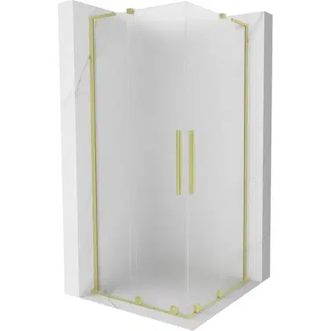 Sprchovacie kúty MEXEN/S - Velar L Duo sprchovací kút, posuvné dvere 80 x 80, dekor, zlato kartáčovaná 871-080-080-02-33-55