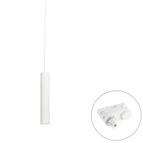 Koľajnicové svetelné systémy Dizajnová závesná lampa biela vrátane 3-fázového koľajnicového adaptéra - 3-fázová Tuba Small