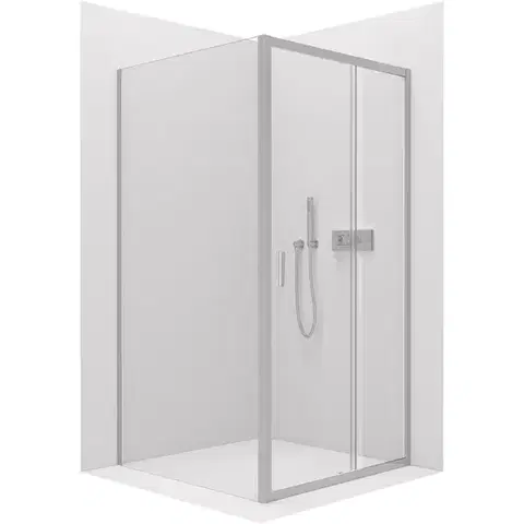 Sprchovacie kúty CERANO - Sprchovací kút Varone LINE Ľ/P - 6 mm - chróm, transparentné sklo - 110x80x195 - posuvný CER-DY505-90105