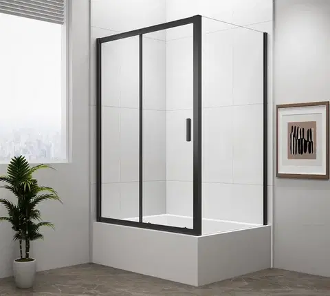 Sprchové dvere POLYSAN - DEEP BLACK obdĺžniková sprchová zástena 1200x750 L/P varianta,číre sklo MD1216B-01