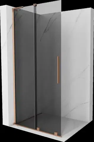 Sprchové dvere MEXEN/S - Velar L Sprchová zástena posuvná Walk-in 110 x 200, grafit 8 mm, meď kartáčovaná 871-110-003-43-65