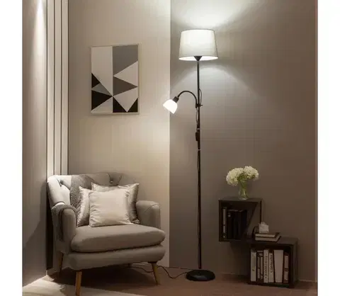 Lampy BRILAGI - Stojacia lampa CERIA 1xE27/100W/230V + 1xE14/25W čierna/šedá 1xBG2825+1xEG781036