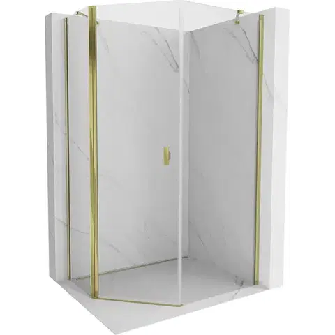 Sprchovacie kúty MEXEN/S - Mistsprchovací kút päťboký krídlový asymetrický 90 x 100, transparent, zlato 8A8-090-100-50-00