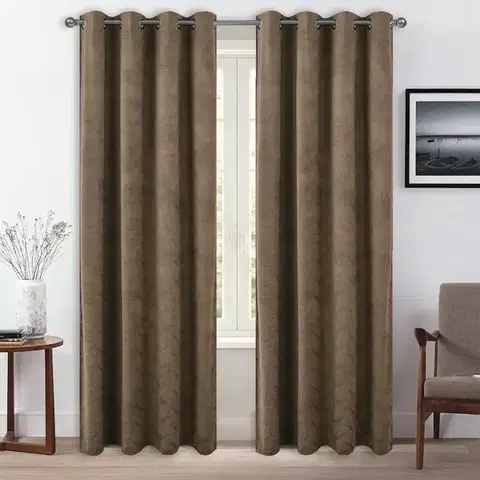 Závesy do spálne Záves na priechodkách ADELA YC12078/240G/M2/12/140X250 hnedý