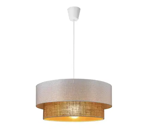 Svietidlá  Závesné svietidlo BORHO na lanku 1xE27/60W/230V pr. 40 cm biela/juta 0249