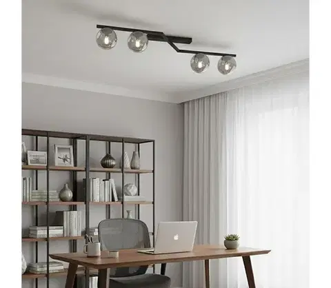 Svietidlá EMIBIG Stropné svietidlo NATON 4xE14/10W/230V čierne/dymové 1509/4