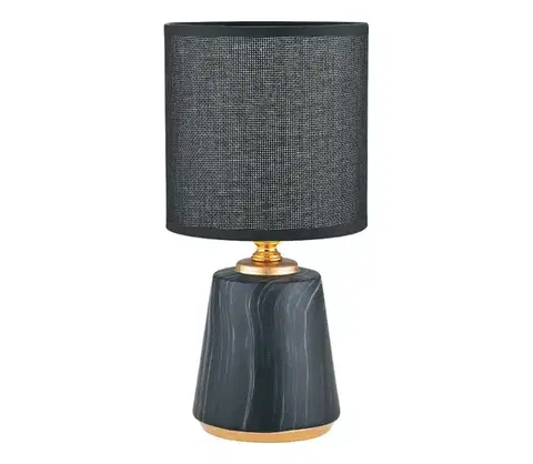Lampy Zuma Line HS8605-BL - Stolná lampa 1xE14/40W/230V čierna/zlatá/dekor mramoru HS8605-BL
