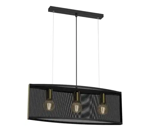 Svietidlá  Luster na lanku KAGA 3xE27/60W/230V čierna/zlatá 4152