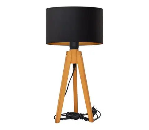 Lampy  Stolná lampa ALBA 1xE27/15W/230V čierna/zlatá/dub B-D D+BK+2515 BK+GO