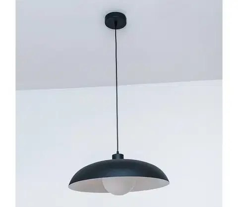 Svietidlá  Závesné svietidlo na lanku ECLIPSE 1xE27/15W/230V čierna/biela W-KM 1810+8020/1 BK+WT