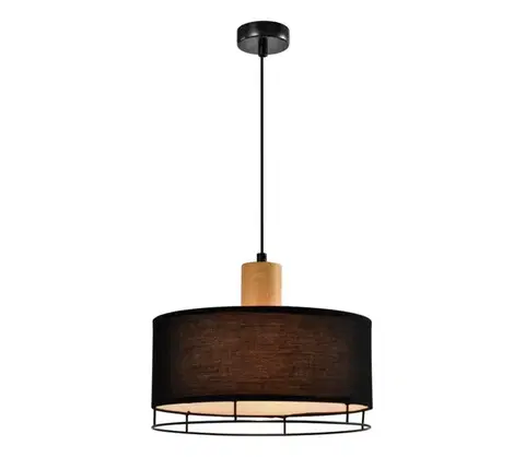 Svietidlá  Závesný luster ARDI na lanku, 1xE27/40W/230V, čierna/hnedá 31-38371