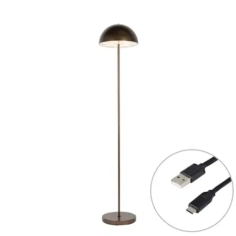 Lampy Vonkajšia stojaca lampa tmavo bronzová nabíjateľná 3-stupňovo stmievateľná - Keira