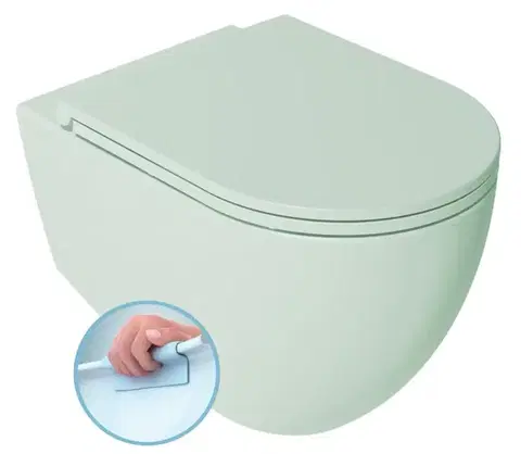 Záchody ISVEA - INFINITY závesná WC misa, Rimless, 36,5x53cm, zelena mint 10NF02005-2T
