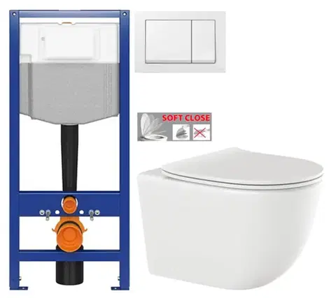 Závesné wc sety CERSANIT predstenový inštalačný systém s bielym tlačidlom K97-516 + WC INVENA TINOS  + SEDADLO K97-526 516 NO1