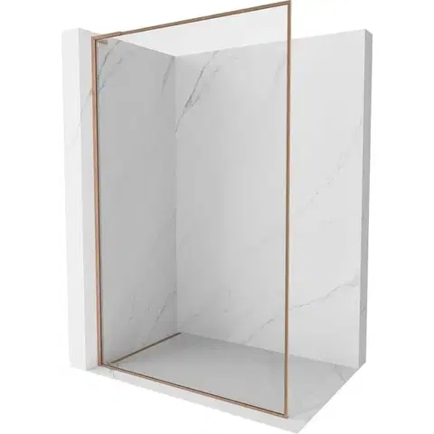 Sprchové dvere MEXEN/S - Kioto-F L Sprchová zástena WALK-IN s rámom 95 x 202, transparent 8 mm, meď kartáčovaná 800-095-174-65-00