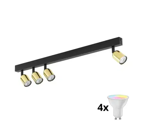 Svietidlá  LED RGBW stmievateľné bodové svietidlo TOP 4xGU10/6,5W/230V 2700-6500K čierna/zlatá TK6314+4xAI0589