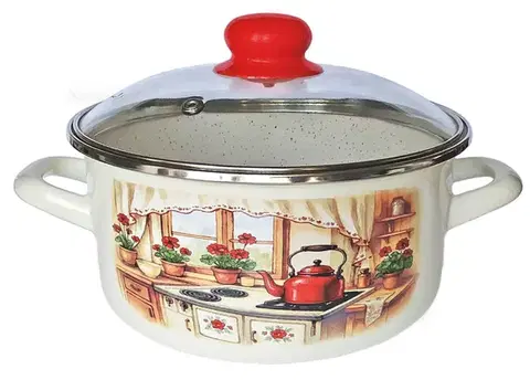 Hrnce MAKRO - Randlík smalt 18cm 2,2L so sklenenou pokrievkou Rustika