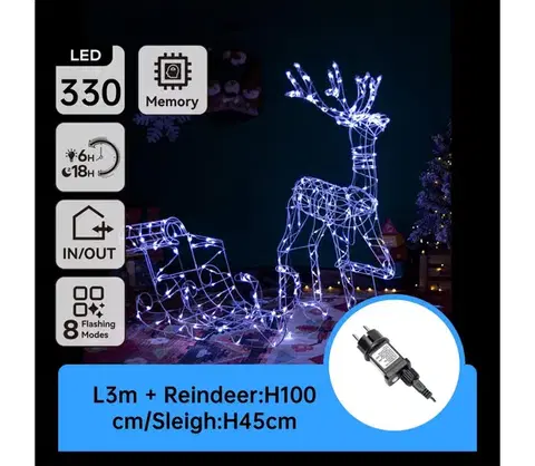 Vianočné dekorácie  B.V. -LED Vonkajšia dekorácia LED/3,6W/31/230V 6500K 90/45cm IP44 sob so sánkami B10303KW0