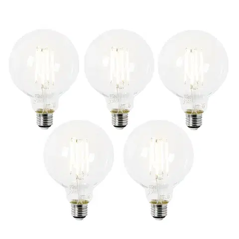 LED osvetlenie Sada 5 LED žiaroviek E27 G95 číre 2,2 W 470 lm 2700 K