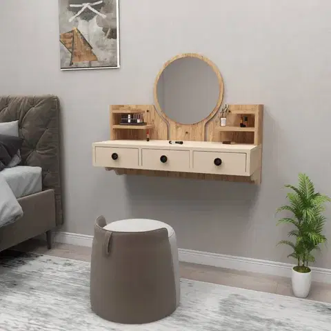 Toaletné Toaletný stolík Polina - Atlantic Pine, Beige