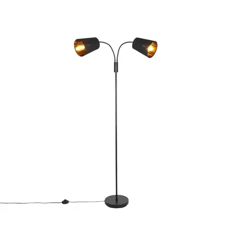 Stojace lampy Moderná stojaca lampa čierna 2-svetlo - Carmen