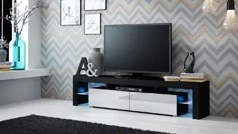 TV stolíky CAMA MEBLE Solo tv stolík čierna / biely lesk