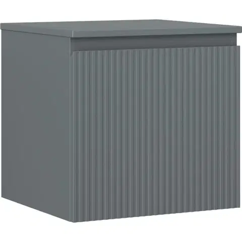 Kúpeľňový nábytok MEXEN/S - Rivel kúpeľňová skrinka pod umývadlo 50 cm s doskou, 1 šuplík, reliéf, grafit mat 91A20-05047-1-BFC66
