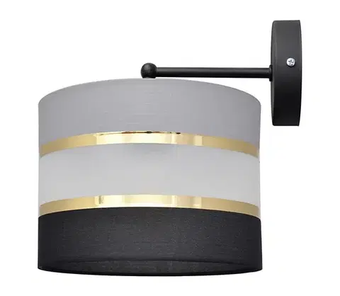 Svietidlá  Nástenná lampa HELEN 1xE27/15W/230V čierna/šedá/zlatá KK-0801/1 BK-B +GR+GO+MAT+BK