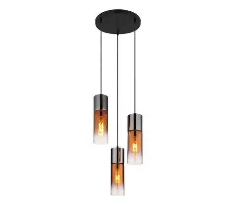 Svietidlá Globo 21000-3HG - Luster na lanku ANNIKA 3xE27/25W/230V čierna/medená 21000-3HG
