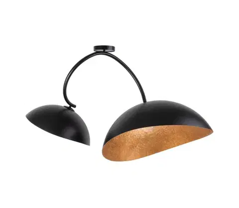 Svietidlá  Luster na tyči SPACE 2xE27/60W/230V čierna/medená 40588