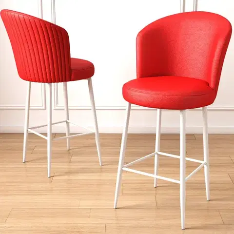 Barové stoličky Bar Stool Set (2 Pieces) Uras - Red, White