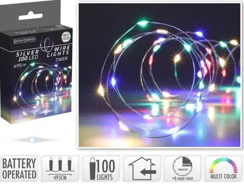 Vianočné osvetlenie Kinekus Svetlo vianočné 100 LED farebné, s časovačom, baterky, vnútorné