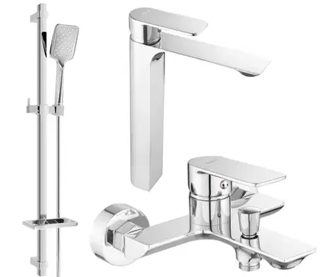 Sprchy a sprchové panely MEXEN/S - Alexa DQ62 Set umývadlové a vaňové batérie s príslušenstvom, chróm 71213DQ62-00