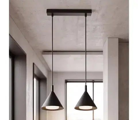 Svietidlá BRILAGI - Závesný luster na lanku CONE DOUBLE 2xGX53/15W/230V čierna WO-E14-G09-BLK-OEM