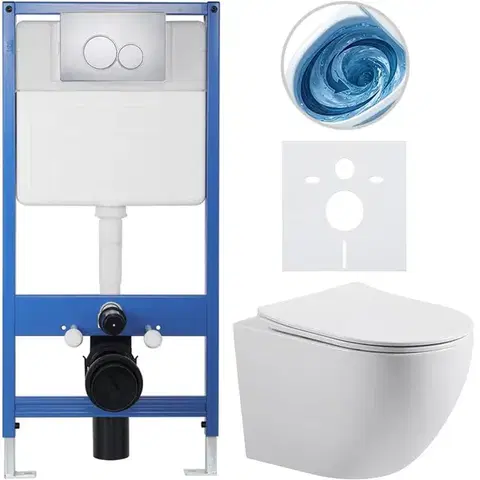 Záchody CERANO - Kompletný WC set Profi/Cesso - biela lesklá - WC tlačidlo Duo/Chrom - predstenová inštalácia - 49x36 CER-8050BD84337
