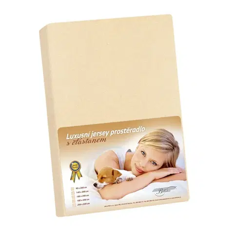 Plachty Bellatex Jersey prestieradlo s elastanom béžová, 140 x 200 cm