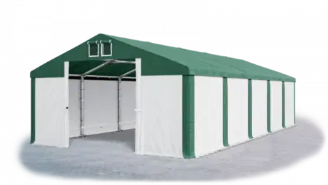 Záhrada Skladový stan 5x10x2,5m strecha PVC 560g/m2 boky PVC 500g/m2 konštrukcie ZIMA PLUS Zelená Zelená Bílá