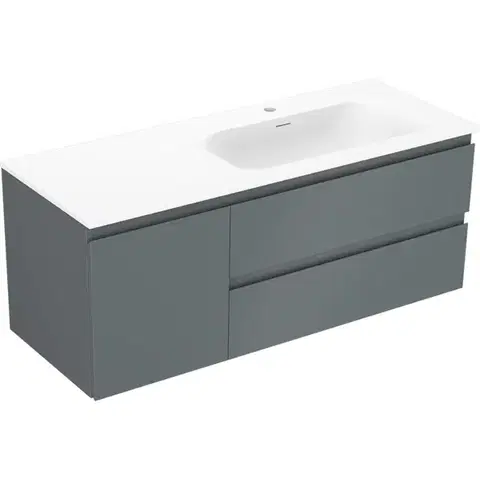 Kúpeľňový nábytok MEXEN/S - Orio kúpeľňová skrinka 120 cm s umývadlom Vela pravá, 2S, 1D, grafit mat/biela mat 91A13-12047-3-BBFFF66-W23P01
