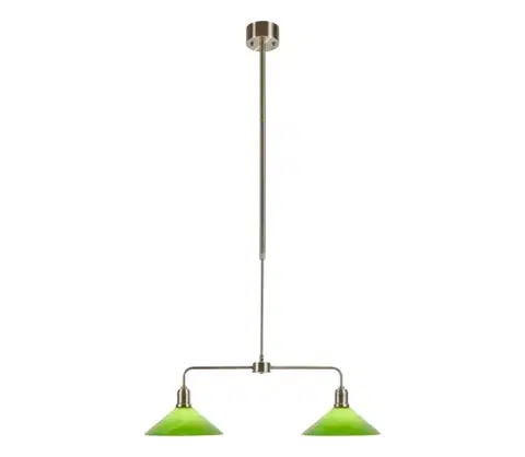 Svietidlá Markslöjd 109161 - Luster na tyči VELA 2xE27/60W/230V zelená/mosadz 109161