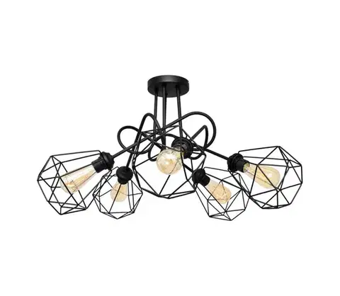 Svietidlá  Prisadený luster KARO 5xE27/15W/230V čierna W-2016/5+1311S BK