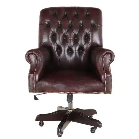 Sedacie súpravy Kancelárska stolička Chesterfield Office chair z pravej hovädzej kože New Red
