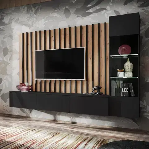 Obývacie steny Obývacia Stena VERTI ZAS VT artisan/čierna
