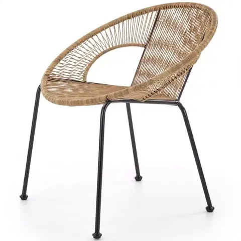Kuchynské stoličky Stolička BARI rattan hnedá/čierna