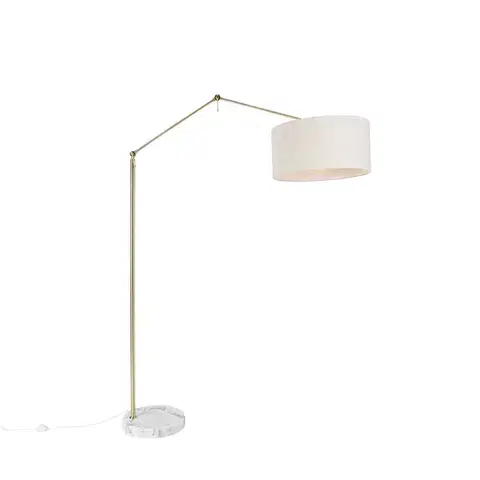 Stojace lampy Stojaca lampa zlatá so svetlosivým tienidlom 50 cm nastaviteľná - Editor