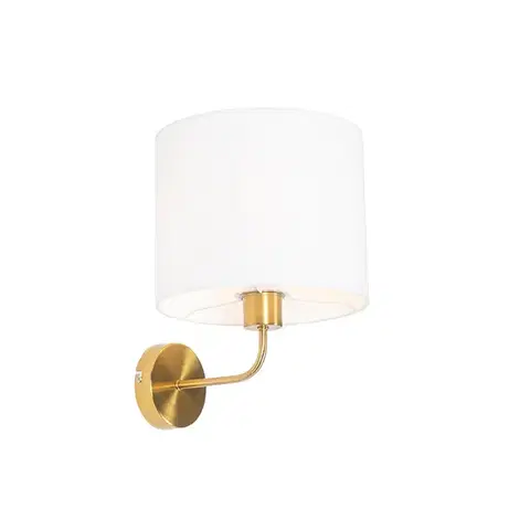 Nástenné osvetlenie Klasická nástenná lampa zlatá s látkovým tienidlom biela - Cas