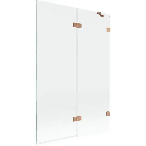 Sprchové dvere MEXEN/S - Lunar vaňová zástena 2-krídlová pravá 120 x 150, transparent, meď kartáčovaná 897-120-100-65-00-P