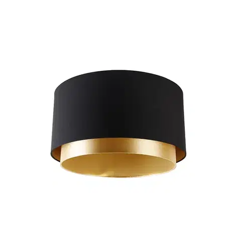 Tienidlo na lampu Tkaný tienidlo čierne 40/47/26 so zlatým vnútrom