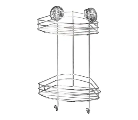 Svietidlá WENKO 20885100-Rohová polica VACUUM-LOC RUND STAH 24,5x41 cm lesklý chróm 20885100